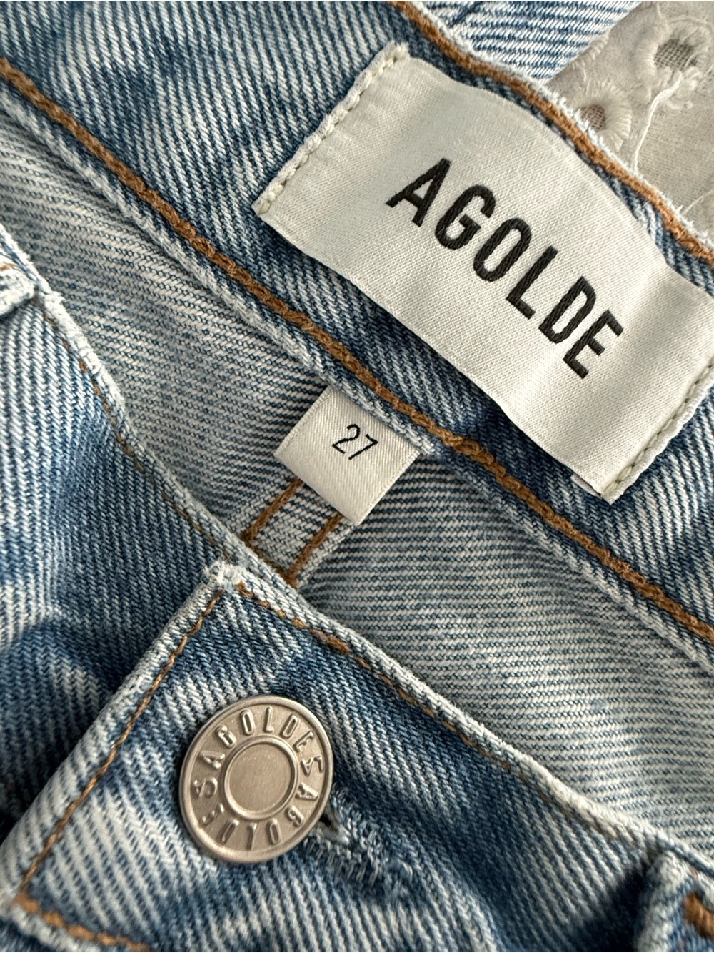 AGOLDE Wide Leg Light Wash Button Fly Jeans NEW Sample Size 27 - Picture 4 of 8